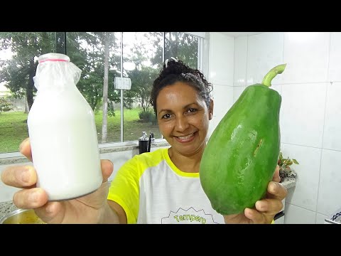 COMO FAZER LEITE DE COCO DE GARRAFINHA/ ENSOPADO DE MAMÃO VERDE COM OVOS E LEITE DE COCO