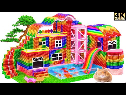 Video ASMR | Build a Villa With Pink Modern Elevator and Swimming Pool For Goldfish