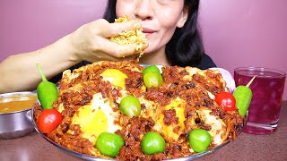 Eating Spicy Sunny Side Up Egg Curry with Basmati Rice #ASMR/EATING SHOW BIG BITES #MUKBANG