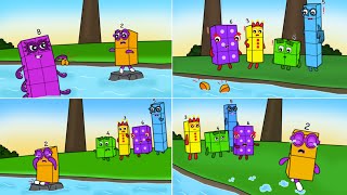 Compilation, Numberblocks 2 shoes were washed away in the river because of Octoblocks