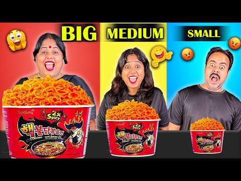 BIG vs MEDIUM vs SMALL FOOD EATING CHALLENGE VIRAL VIDEO & PUNISHMENT CHOCOLATE CHALLENGE ASMR