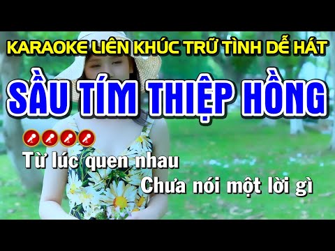 SẦU TÍM THIỆP HỒNG Karaoke Nhạc Sống Tone Nam | Liên Khúc Bolero Toàn Bài Hay