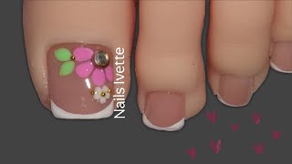 HERMOSAS UÑAS DECORADAS ELEGANTES PARA PIE / DISEÑO DE UÑAS DECORADAS A MANO ALZADA / NAIL ART