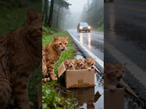 HEARTWARMING! Woman Rescues Abandoned Orange Tabby Mom and Kittens by the Roadside in the Rain 🐱❤️