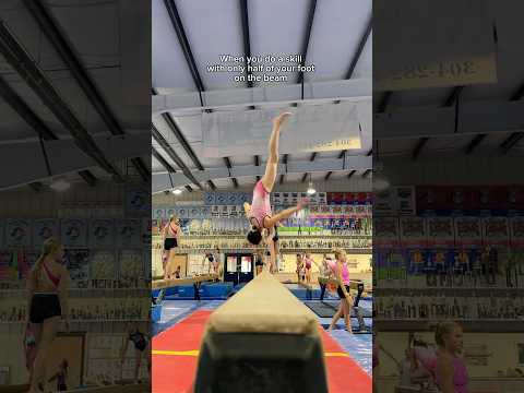 When you do a skill with only half of your foot on the beam 😅😱👀😂 #gymnast #teamgymnast #beam