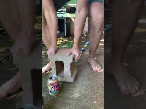 Satisfying 20 Cans Crushing with Concrete Block!