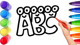 How To Draw cute abc Drawing, Painting & Coloring For Kids and Toddlers_ Child Art 🐋🌈🎨