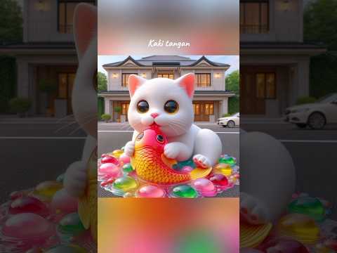 KUCING LUCU MAKAN JELLY BENTUK IKAN KOI SIPUT TUPAI#kucing #funny