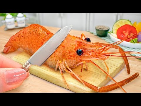 وصفة جمبري السمك المصغرة اللذيذة ، طبخ الجمبري مع المكرونة في مطبخ صغير Miniature Seafood Spaghetti