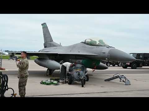 F-16 Fighting Falcon Aircraft Train During Northern Lightning (B-Roll)