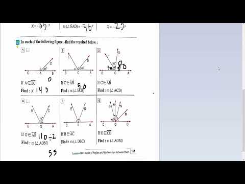 type of angles and relation between them- Math prep 1-ماث اولى اعدادى حل كتاب المدرسة والمعاصر