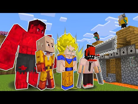 Best ESCAPE From CHAINSAW MAN, SAITAMA AND GOKU In Minecraft!