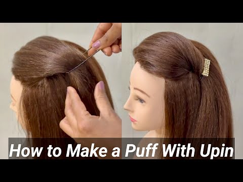 Easy Everyday Side Puff Hairstyle with U pin: How to Put Pin for Long Lasting Puff Hairstyles