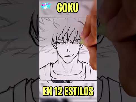 GOKÚ EN 12 ESTILOS DIFERENTES DE ANIMES! 😲 #shorts  #arte  #artista  #colores  #hack  #comodibujar