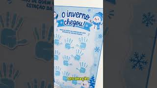 ❄️ Cartaz Colaborativo de Inverno com Carimbo de Mãos da Turma