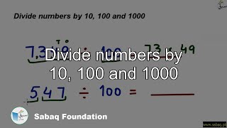 Divide numbers by 10, 100 and 1000