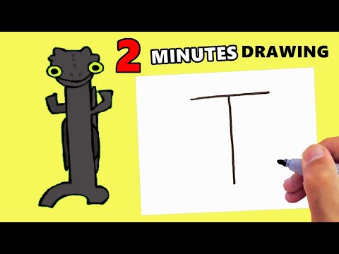 Toothless Dancing Meme Drawing with letter T in just 2 minutes