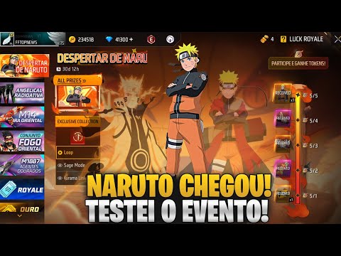 NARUTO CHEGOU! TESTEI O EVENTO E CONSEGUI A NOVA SKIN! TÁ DIFÍCIL? #freefire #naruto #narutoff