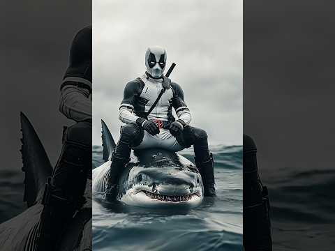 DEADPOOL VS SHARK 🦈 AI #deadpool #marvel