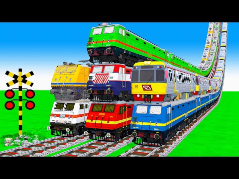 【踏切アニメ】あぶない電車 空中 5 Train Climbing Pynamid 2025s 🚦 Fumikiri 3D Railroad Crossing Animation #1million