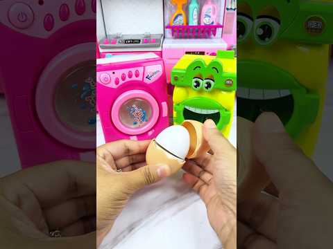 Washing Machine Eating Egg Set Toys, Satisfying With Unboxing Miniature ASMR Videos