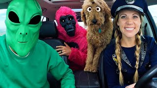 Puppies Surprise Police Dancing Car Ride Chase!