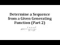 Generating Functions and Sequences