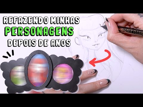 REDESENHANDO MINHAS PERSONAGENS DEPOIS DE ANOS - FIZ QUARINHOS PRA POR NA PAREDE DO STUDIO!