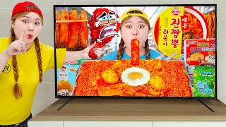 Mukbang Giant Fire Spicy Noodle Tteokbokki  Convenience Store food by HIU 하이유