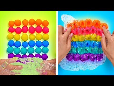 BÜYÜLEYİCİ VE RENKLİ SLIME FİKİRLERİ || RAHATLATICI ASMR DENEYİMİ!