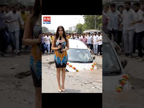 Road pe gadhdhe me dulha dulhan ki car ghus hai #viralvideo #trendingshorts #trending #news #funny