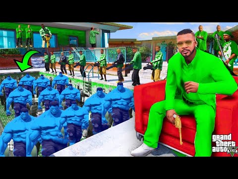 Shinchan Pinchan GREEN HULK GANG vs Franklin BLUE HULK GANG In GTA 5 | Franklin Brings HULK Army