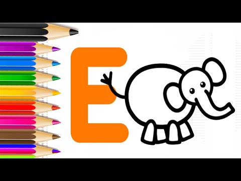 How to Draw a Elephant for Letter E ? - Learn ABC Alphabet with Drawing Tutorials - Kids Games