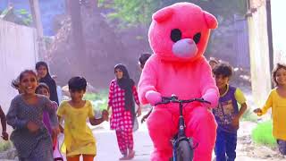 Teddy bear racing by cycle 😂 with kids | new video | mr comedy racer | #prank #funny #comedy
