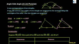 Angle-Side-Angle (A.S.A) Postulate