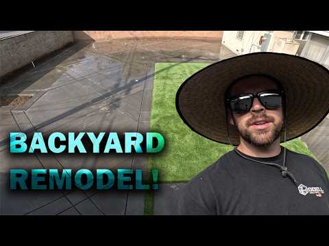 BACKYARD TRANSFORMATION COMPLETE! Diamond Grid Concrete, Turf Install & BBQ-Ready Patio | Part 2