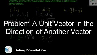 Problem-A Unit Vector in the Direction of Another Vector