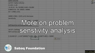More on problem senstivity analysis