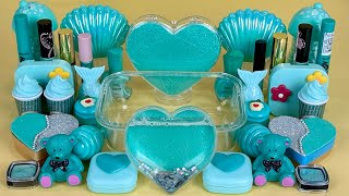 MINT SLIME. Mixing makeup and glitter into Clear Slime. Satisfying Slime Videos 2160p.