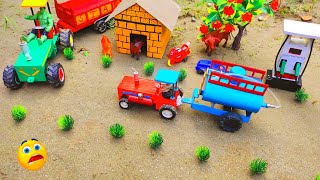diy tractor mini diesel engine petrol pump science project | cow farm | trolley loading