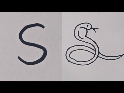 Snake drawing easy way /Snake drawing from letter S / Snake drawing 🐍