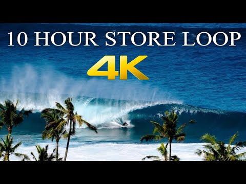 🔵4k (ASMR) 2025 - 10 Hour Store Loop - Pipeline and Teahupo'o - With Relaxing Music☑️