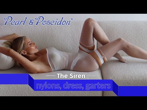 Pearl & Poseidon The Siren 3 Piece Sexy Outfit Set - Oil Shine Tube Dress, Garters & Nylon Stockings