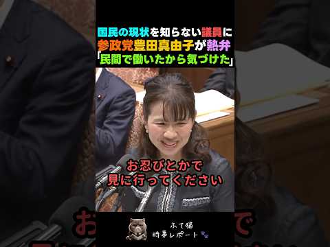 参政党 豊田真由子、現場の厳しい実態を知らない議員に訴える「民間で働いたからこそ気づけた」【国会】