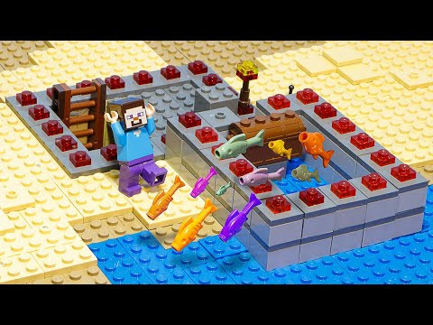 Minecraft Farm : How To Auto Catching Fish for Level Up - LEGO Minecraft Animation
