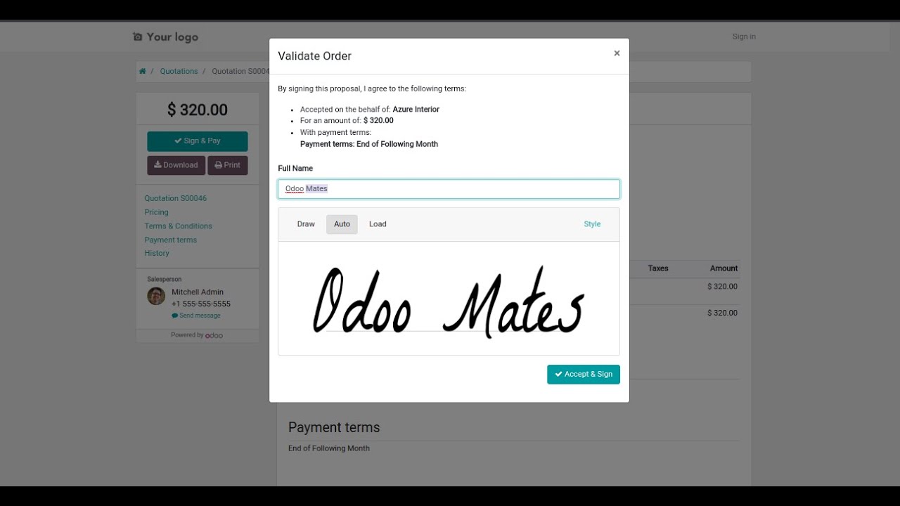 Odoo Online Signature || How To Request Online Signature From Customer In Odoo Sales | 27.07.2022

Odoo online signature. How to request online signature from customer in odoo sales. Odoo sales customer signature. Online ...