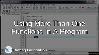 Using More Than One Functions In A Program