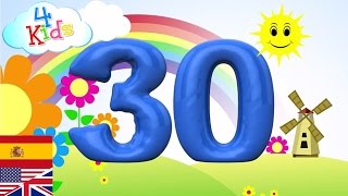 Bilingual Counting Numbers 21-30 english and spanish. Learning two languages for children