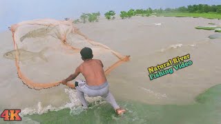 Traditional Cast Net Fishing In River - Natural River Fishing Video - Amazon River Fishing 