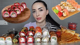 МЫ ВСЕЙ СЕМЬЕЙ ЖАЛЕЕМ ОБ ЭТОМ ☹️ Mukbang суши 🍣 Ayka Emilly 
